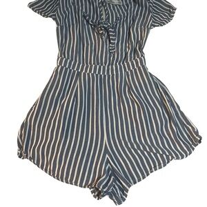 Hollister Navy and White Striped Kids Romper